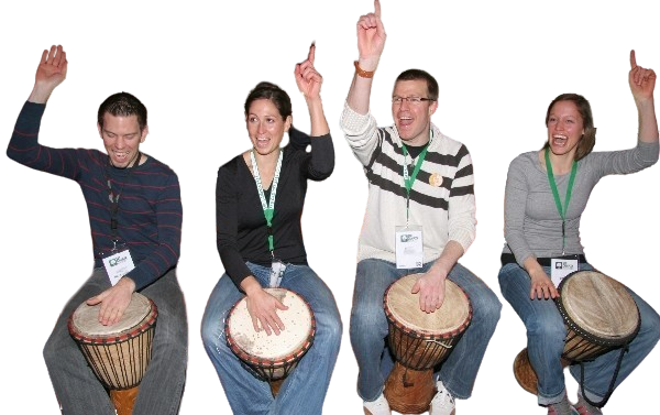 Gruppe beim Trommelevent